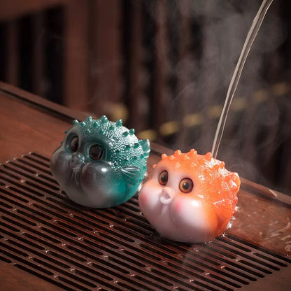 Cute Puffer Fish Color Changing Tea Pet（Blue）