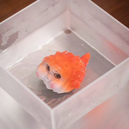 Cute Puffer Fish Color Changing Tea Pet（Orange）