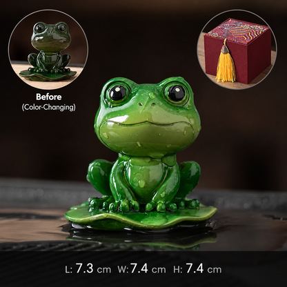 Lotus Leaf Frog Color Changing Tea Pet