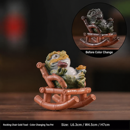 Rocking Chair Wealth Toad Color Changing Tea Pet