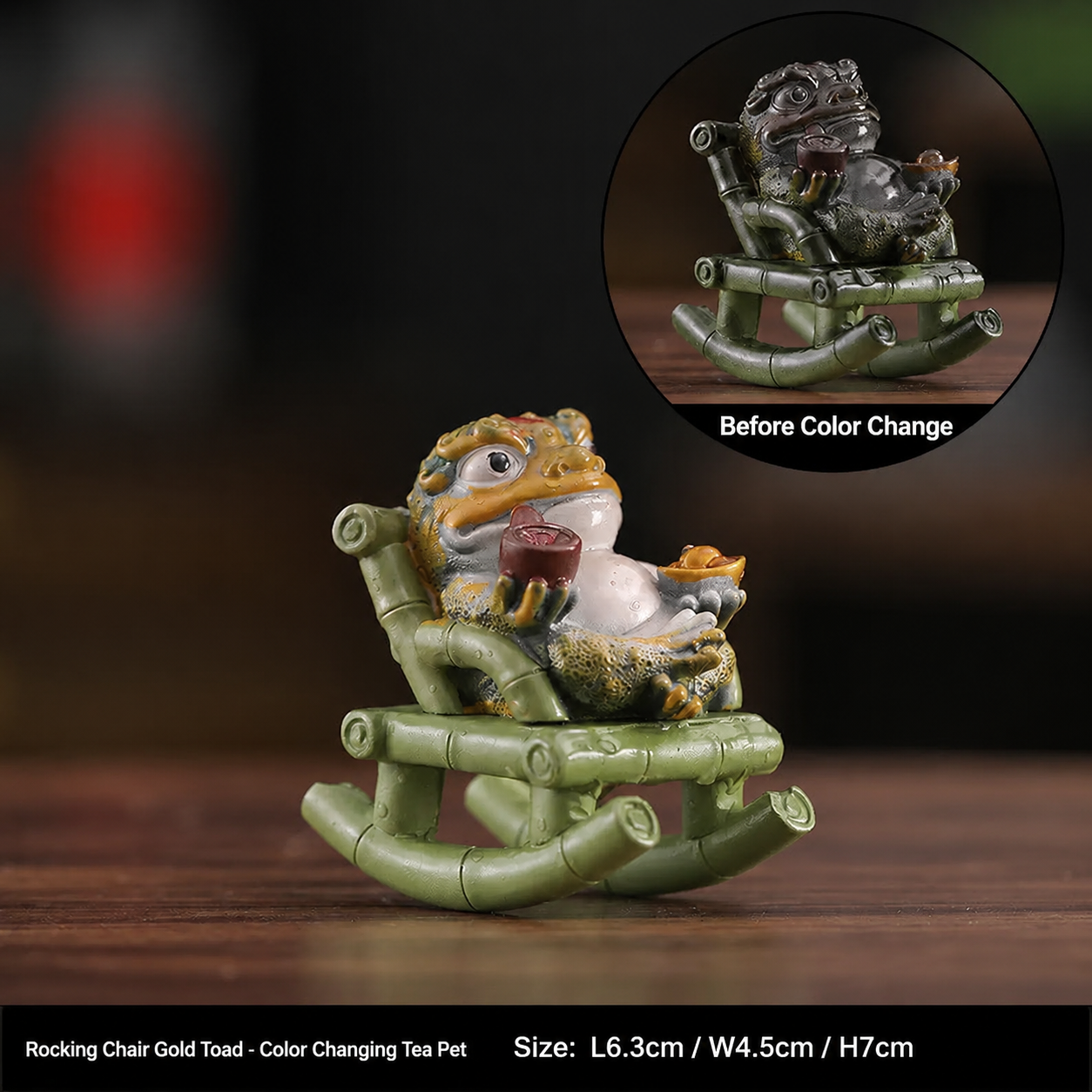 Rocking Chair Wealth Toad Color Changing Tea Pet